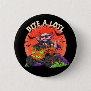 Funny Axolotl Vampire Halloween Monster Truck 2 Inch Round Button