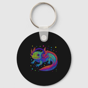 Funny Axolotl Video Gamer Polka Dot Art Student Do Keychain