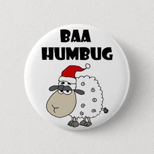 Funny Baa Humbug Christmas Cartoon 2 Inch Round Button