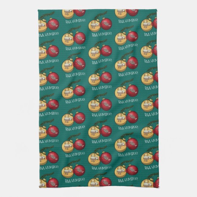 Funny Baa Humbug Sheep Christmas Cartoon Pattern Kitchen Towel (Vertical)