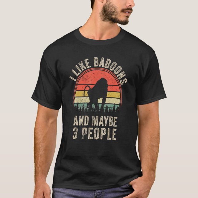 Funny Baboon Design Art Graphic Monkey Baboons Zoo T-Shirt (Front)
