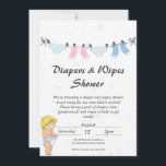 Funny Baby Diaper and Wipes Shower Invitation<br><div class="desc">This diaper bash baby shower invitation is ideal for any expectant mother of a little princess! The design is beautifully pink and blush in hue, with an adorable watercolor hanging diaper picture. It's ideal for a diaper or wipes-themed party or any other pink baby shower event, and it's simple to...</div>