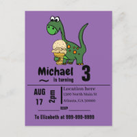 Funny Baby Dinosaur and Ice Cream Birthday Party
