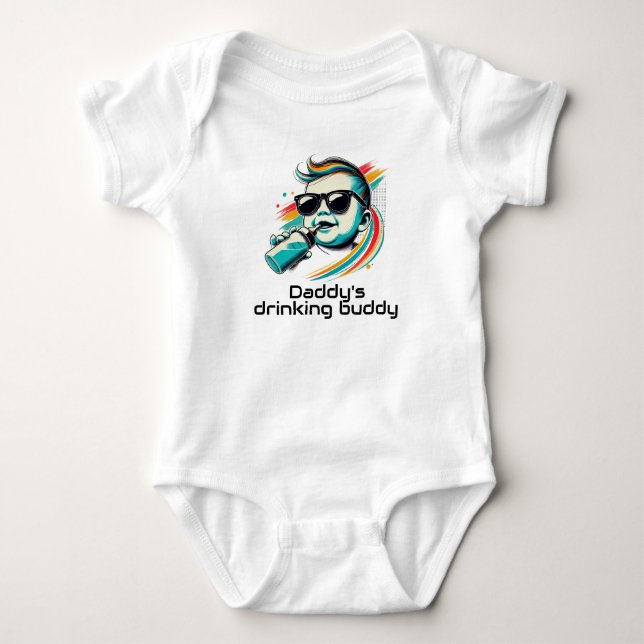 Funny Baby drinking buddy Humour bodysuit (Front)