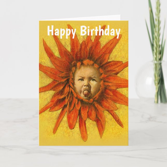 Funny Baby Flower Birthday Card (Front)