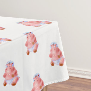 Funny Baby Hippo Tablecloth