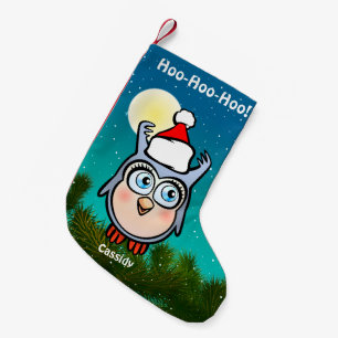 Funny Baby Hoot With Santa Hat Small Christmas Stocking