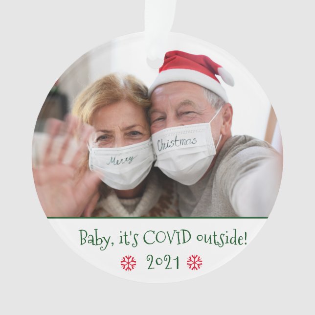 Funny Baby It's Covid Outside Photo Snowflake Ornament (Front)