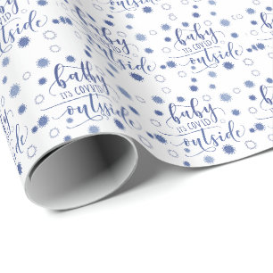 Funny BABY ITS COVID OUTSIDE Typography Blue Wrapping Paper
