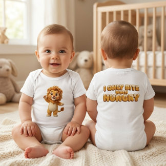 Funny Baby Lion Bodysuit - I Only Bite When Hungry