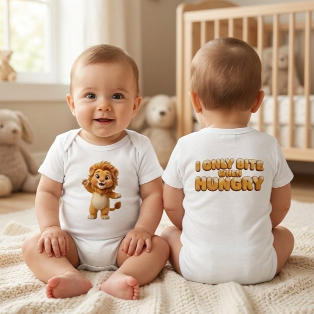 Funny Baby Lion Bodysuit - I Only Bite When Hungry (Creator Uploaded)
