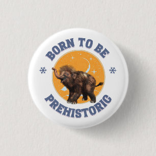 Funny Baby Mammoth Prehistoric Birthday 1 Inch Round Button