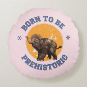 Funny Baby Mammoth Prehistoric Birthday Round Pillow