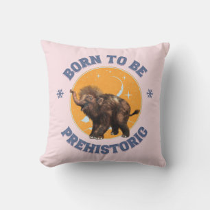 Funny Baby Mammoth Prehistoric Birthday Throw Pillow