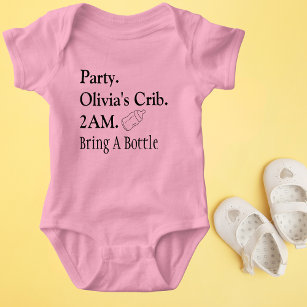 Funny Baby Party at My Crib Personalized  Baby Bodysuit