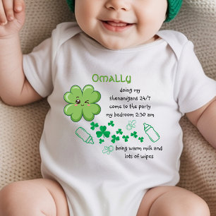 Funny Baby Quote Green Clover St Patricks Bodysuit