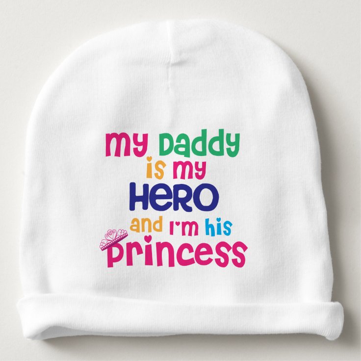 Funny baby quote Hero daddy and princess daughter Baby Beanie | Zazzle Funny baby quote Hero daddy and princess daughter Baby Beanie | Zazzle