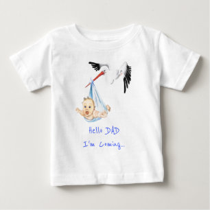 Funny Baby T-Shirt Stork Carrying Baby Custom Text