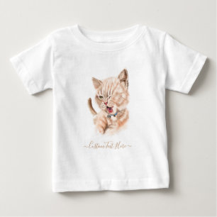 Funny Baby T-Shirt with Playful Cat - Custom Text