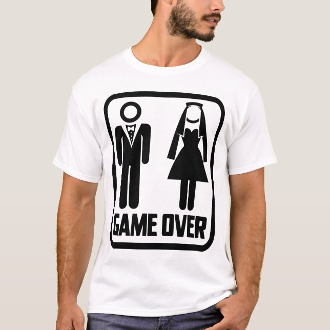 Funny Bachelor Party Game Over Sign Wedding Humour T-Shirt (Front)