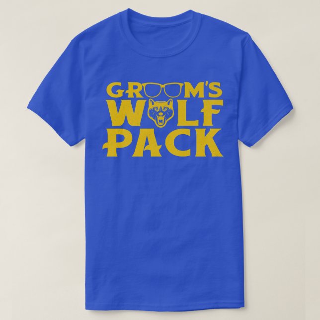 Funny Bachelor Party Grooms Wolfpack Wedding Party T-Shirt (Design Front)