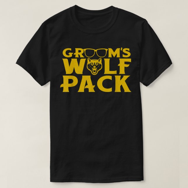 Funny Bachelor Party Grooms Wolfpack Wedding Party T-Shirt (Design Front)