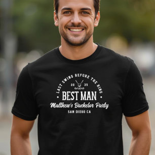 Funny Bachelor Party Last Swing Golf Best Man T-Shirt