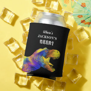 Funny bachelor party quote T-Rex personalized Can Cooler
