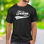 Funny Bachelor Team Groom Drinking Sports Logo T-Shirt<br><div class="desc">Funny t-shirt for the Groom's Drinking Team/buddies. A cool design featuring a retro sports like "Team" logo with a swoosh tail. Personalize by adding custom text - date, location, etc or delete any of the text. Perfect for a bachelor party or groomsmen. Check out our coordinating products by clicking on...</div>