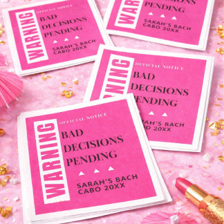 Funny Bachelorette Party Bad Decisions Pending Napkin