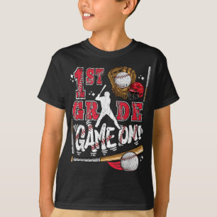 Funny Back To School 1st Grade Baseball Game On Fi T-Shirt