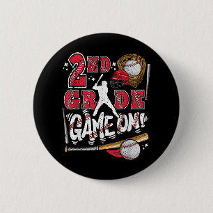 Funny Back To School 2nd Grade Baseball Game On Se 2 Inch Round Button