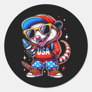 Funny Back To School Crayon Teacher Hip Hop Opossu Classic Round Sticker