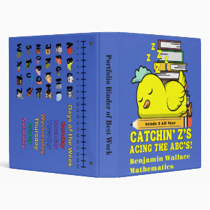 Funny Back to School Grade Name Sleeping Chicken Binder
