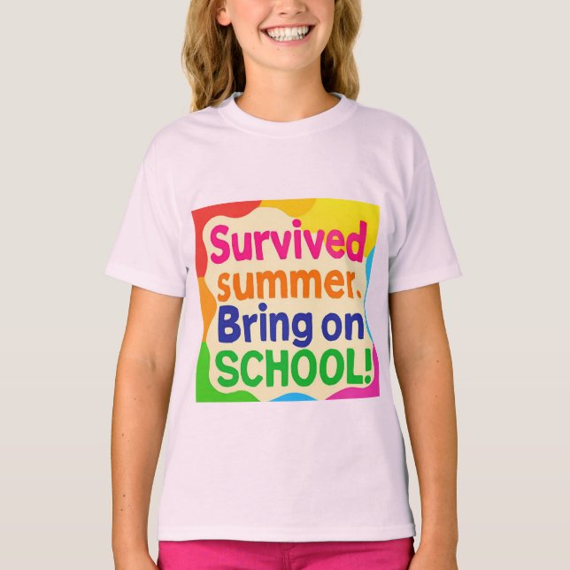 Funny Back to School Kids T-Shirt – "Survived Summ (Devant)