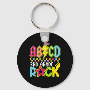 Funny Back To School Lightning Bolt 3rd Grade Rock Keychain