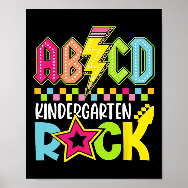 Funny Back To School Lightning Bolt Kindergarten R Poster (Front)