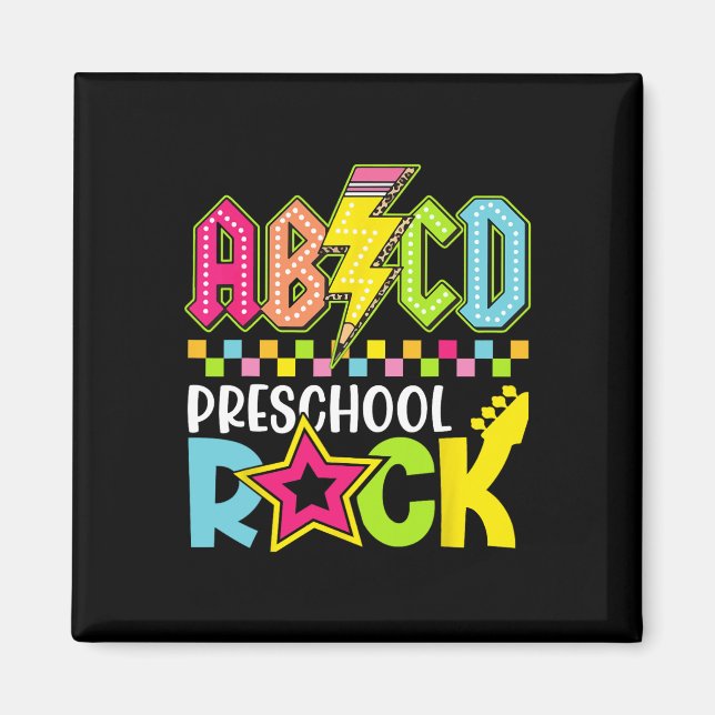 Funny Back To School Lightning Bolt Preschool Rock Magnet (Front)