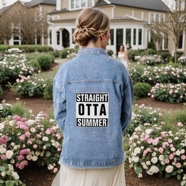 Funny Back to School Straight Outta Summer Humour Denim Jacket (Wedding Back)