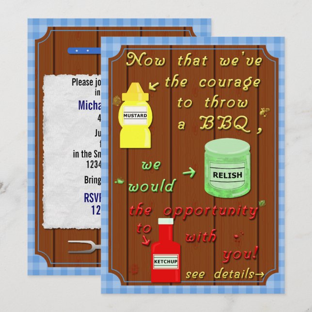 Funny Backyard Barbecue Party Pun Invitation (Front/Back)