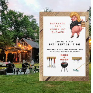 Funny Backyard BBq Couples Wedding Shower II Invitation