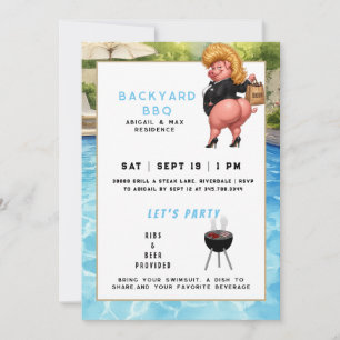 Funny Backyard BBq & Pool Party II Invitation