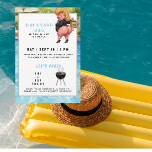 Funny Backyard BBq & Pool Party II Invitation