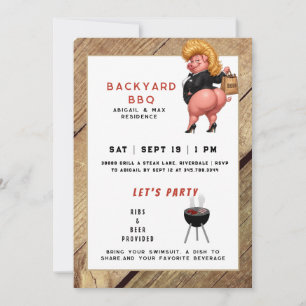 Funny Backyard BBq & Pool Party Invitation