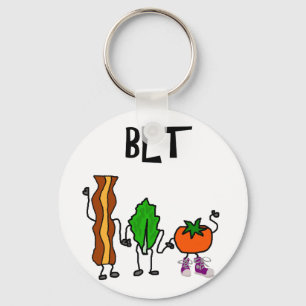 Funny Bacon, Lettuce, and Tomato Cartoon Keychain