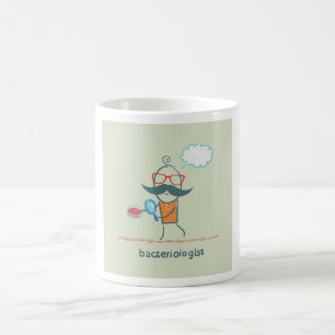 Funny Bacteriologist Scientist with Big Moustache  Coffee Mug