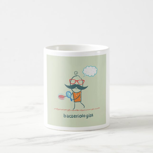 Funny Bacteriologist Scientist with Big Moustache  Coffee Mug (Center)