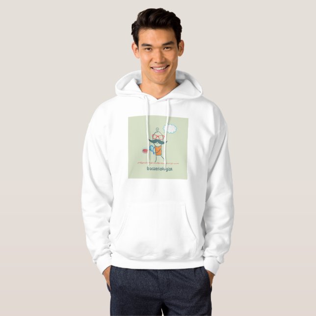Funny Bacteriologist Scientist with Big Moustache  Hoodie (Front Full)
