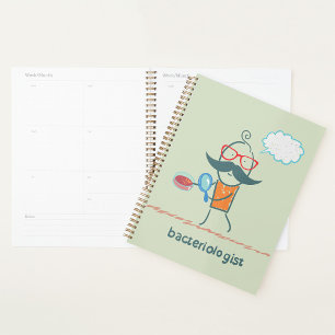 Funny Bacteriologist Scientist with Big Moustache  Planner