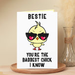 Funny Bad Chick Chicken Best Friend Happy Birthday Thank You Card<br><div class="desc">Looking for a unique way to express your love and humour to your closest friend? Our funny chicken greeting card is the perfect choice for your best friend on her birthday! Customize it by adding your own personal message. Design features a cool baby chick wearing sunglasses with a red heart...</div>